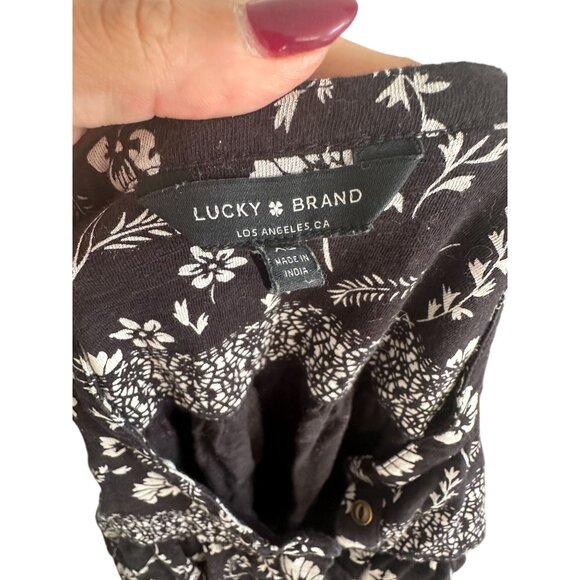LUCKY BRAND Black White Floral Blouse Size XS - Picture 6 of 7